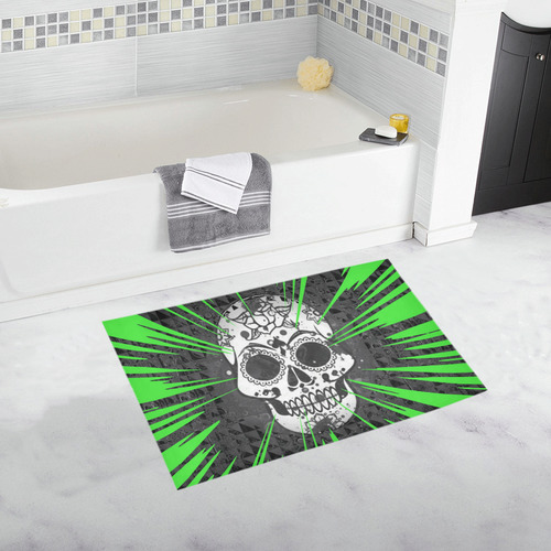 skull and green by JamColors Bath Rug 20''x 32''