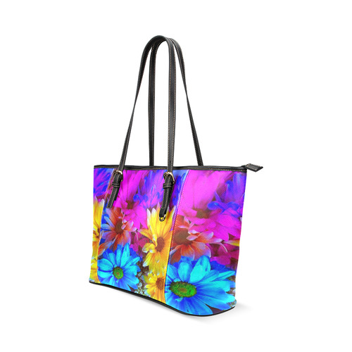 Amazing Floral 27 B by FeelGood Leather Tote Bag/Small (Model 1640)