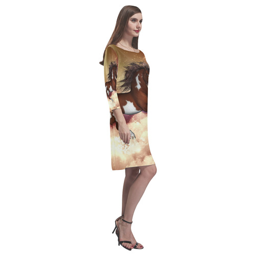 Wonderful wild horse in the sky Rhea Loose Round Neck Dress(Model D22)