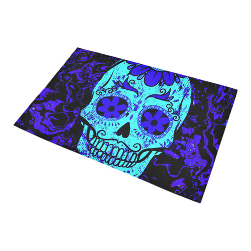 Fractal Skull blue by JamColors Bath Rug 20''x 32''