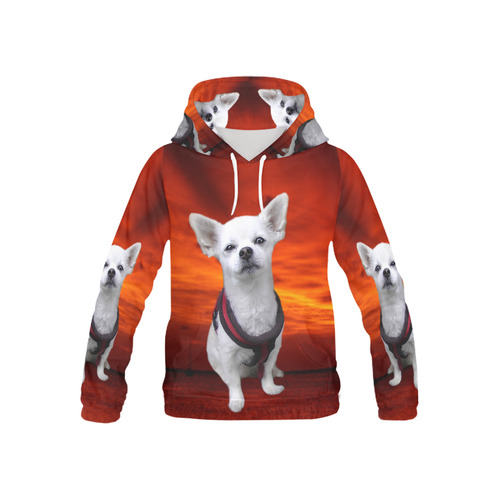 Dog Chihuahua All Over Print Hoodie for Kid (USA Size) (Model H13)