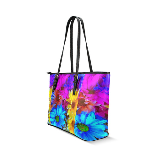 Amazing Floral 27 B by FeelGood Leather Tote Bag/Small (Model 1640)