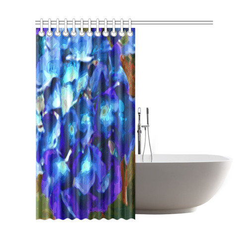 Blue Hydrangea Watercolor Floral Flowers Shower Curtain 69"x72"