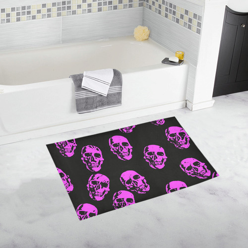 Hot Skulls, pink by JamColors Bath Rug 20''x 32''