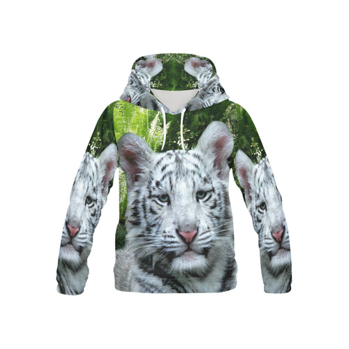 White Tiger All Over Print Hoodie for Kid (USA Size) (Model H13)