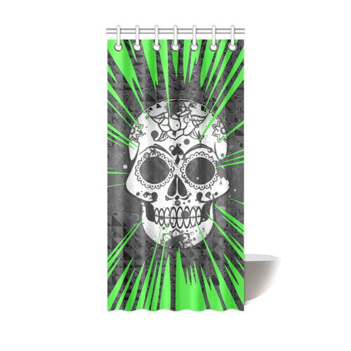 skull and green by JamColors Shower Curtain 36"x72"