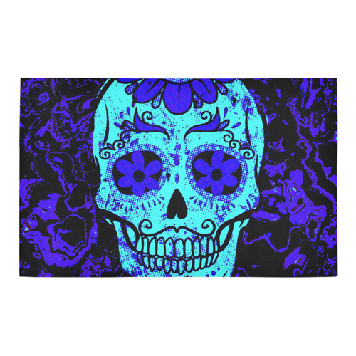 Fractal Skull blue by JamColors Bath Rug 20''x 32''