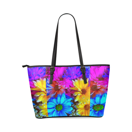 Amazing Floral 27 B by FeelGood Leather Tote Bag/Small (Model 1640)