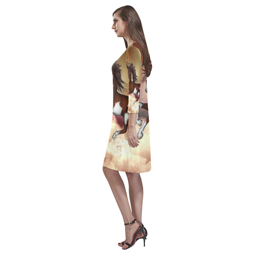 Wonderful wild horse in the sky Rhea Loose Round Neck Dress(Model D22)