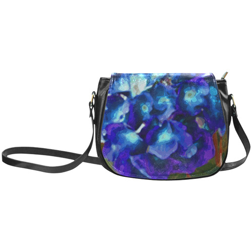 Blue Hydrangea Watercolor Floral Flowers Classic Saddle Bag/Small (Model 1648)