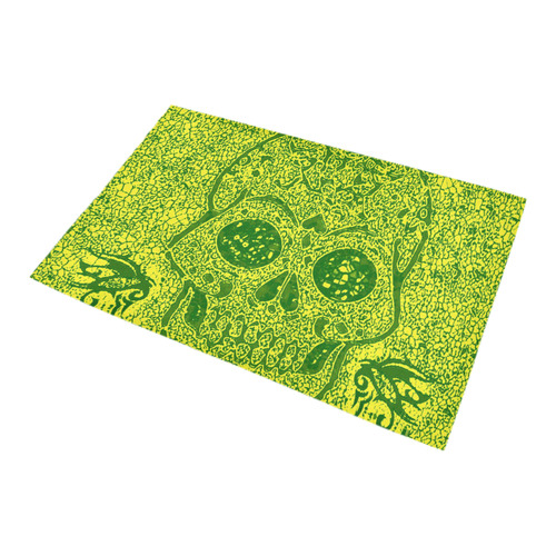 mosaic skull yellow green by JamColors Bath Rug 20''x 32''