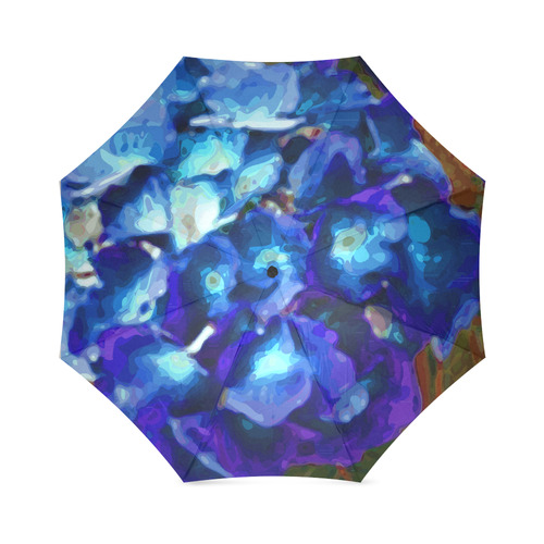 Blue Hydrangea Watercolor Floral Flowers Foldable Umbrella (Model U01)