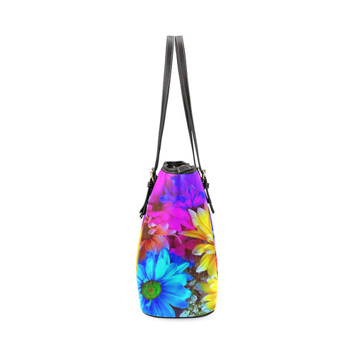 Amazing Floral 27 B by FeelGood Leather Tote Bag/Small (Model 1640)