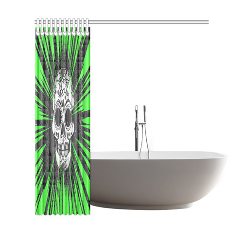 skull and green by JamColors Shower Curtain 69"x72"