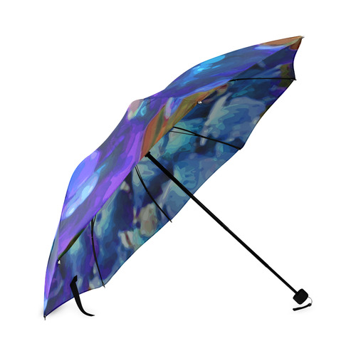 Blue Hydrangea Watercolor Floral Flowers Foldable Umbrella (Model U01)