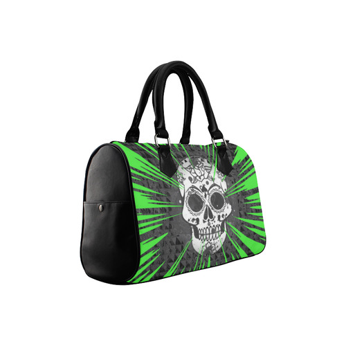 skull and green by JamColors Boston Handbag (Model 1621)