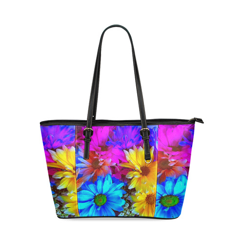 Amazing Floral 27 B by FeelGood Leather Tote Bag/Small (Model 1640)