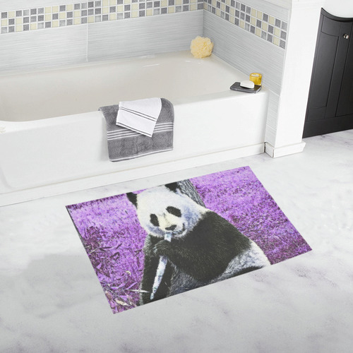 funky lilac panda Bath Rug 20''x 32''