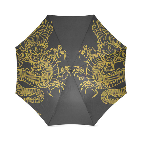 Golden Chinese Dragon black Foldable Umbrella (Model U01)