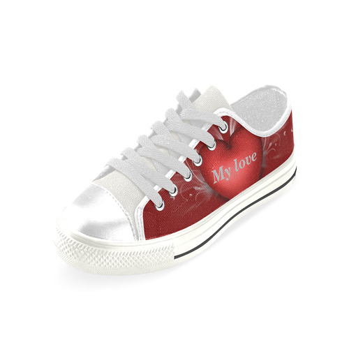 Shoos_heart Low Top Canvas Shoes for Kid (Model 018)