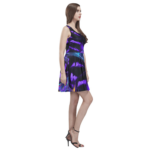 Purple Thea Sleeveless Skater Dress(Model D19)