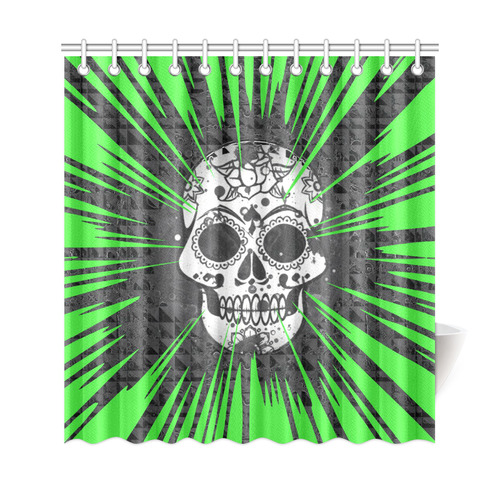skull and green by JamColors Shower Curtain 69"x72"