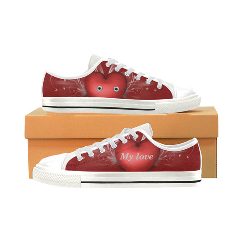 Shoos_heart Low Top Canvas Shoes for Kid (Model 018)