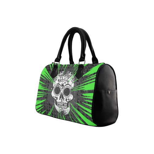 skull and green by JamColors Boston Handbag (Model 1621)