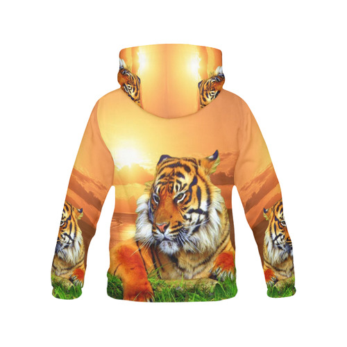 Sumatran Tiger All Over Print Hoodie for Women (USA Size) (Model H13)