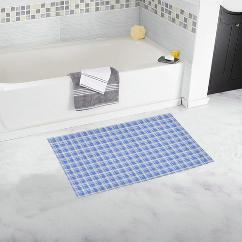 checkered Fabric blue white by FeelGood Bath Rug 16''x 28''
