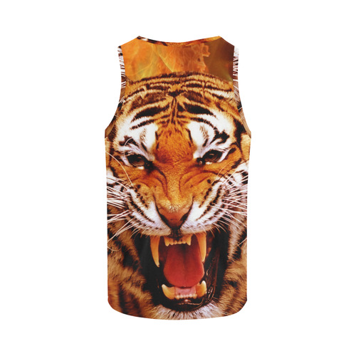 Tiger and Flame All Over Print Tank Top for Men (Model T43)