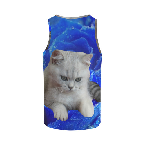 Cat and Rose All Over Print Tank Top for Women (Model T43)