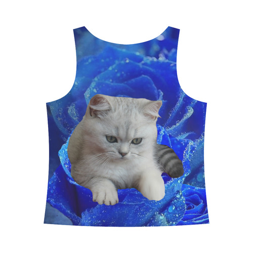 Cat and Rose All Over Print Tank Top for Women (Model T43)