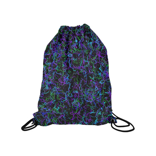 Purple, Blue, Green and Black Medium Drawstring Bag Model 1604 (Twin Sides) 13.8"(W) * 18.1"(H)