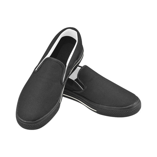 Black-White-S Women's Slip-on Canvas Shoes/Large Size (Model 019)