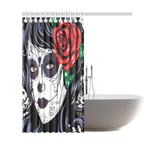 Sugar Skull Day of the Dead Floral Beautiful Shower Curtain 69"x70"