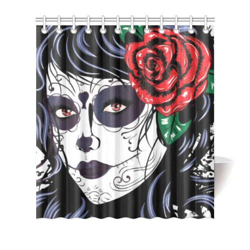 Sugar Skull Day of the Dead Floral Beautiful Shower Curtain 66"x72"