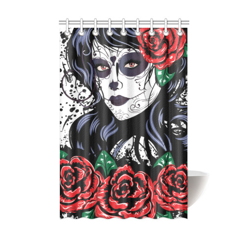 Sugar Skull Day of the Dead Floral Shower Curtain 48"x72"
