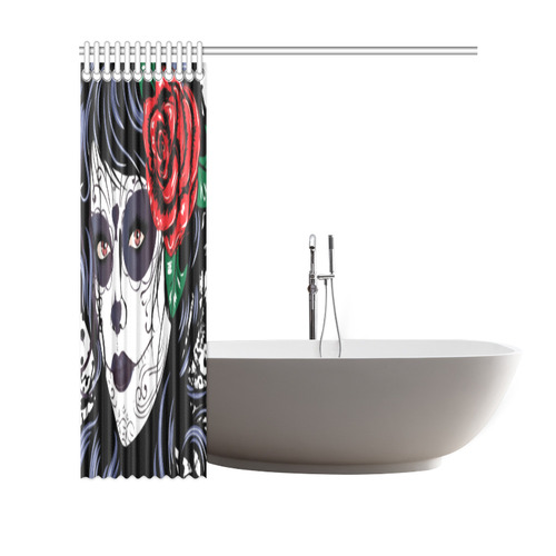 Sugar Skull Day of the Dead Floral Beautiful Shower Curtain 69"x70"