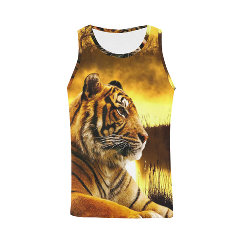 Tiger and Sunset All Over Print Tank Top for Men (Model T43)