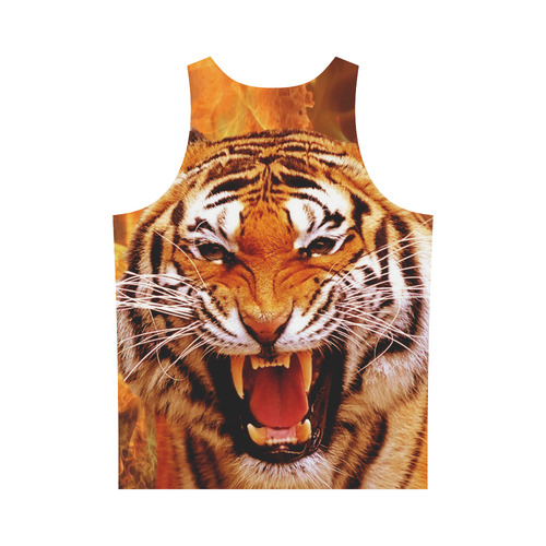 Tiger and Flame All Over Print Tank Top for Men (Model T43)