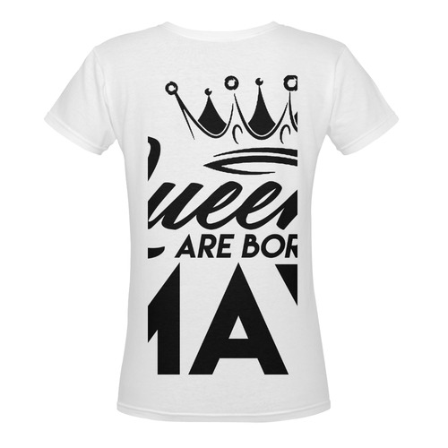 QUEENS ARE BORN IN MAY (BLACK TEXT) Women's Deep V-neck T-shirt (Model T19)
