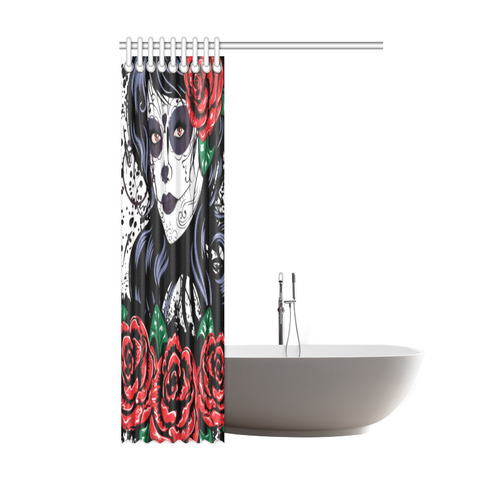 Sugar Skull Day of the Dead Floral Shower Curtain 48"x72"