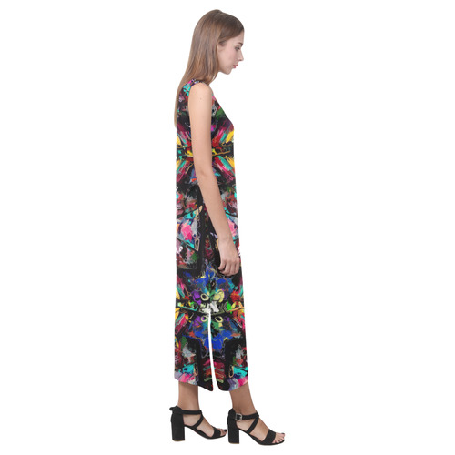Ecuadorian Stained Glass Phaedra Sleeveless Open Fork Long Dress (Model D08)