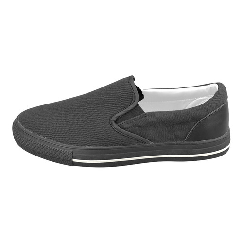 Black-White-S Women's Slip-on Canvas Shoes/Large Size (Model 019)