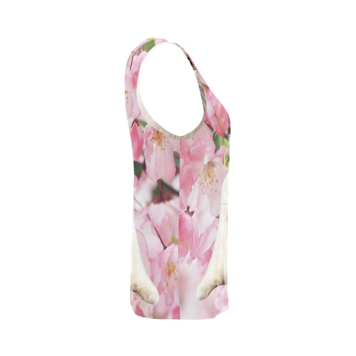 Cat and Flowers All Over Print Tank Top for Women (Model T43)