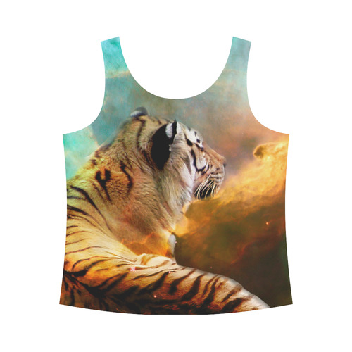 Tiger and Nebula All Over Print Tank Top for Women (Model T43)