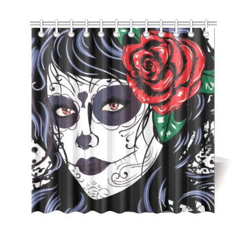 Sugar Skull Day of the Dead Floral Beautiful Shower Curtain 69"x70"
