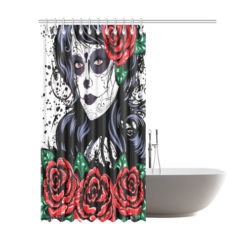 Sugar Skull Day of the Dead Floral Shower Curtain 69"x84"