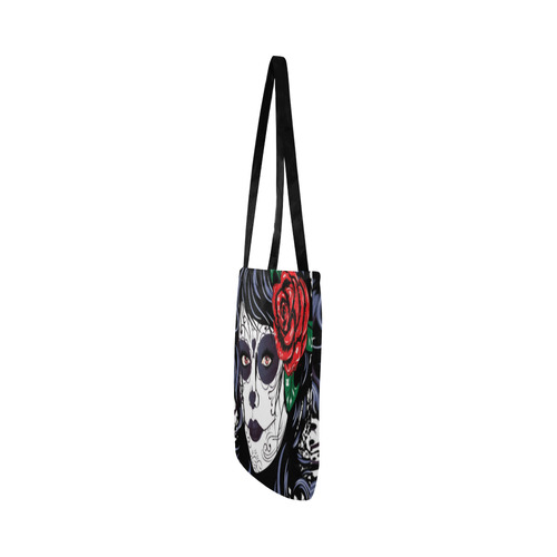 Sugar Skull Day of the Dead Floral Beautiful Reusable Shopping Bag Model 1660 (Two sides)